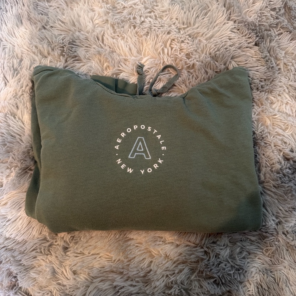 Aeropostale Olive Green Hooded Sweatshirt with Logo Tag